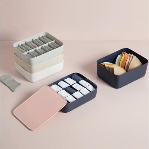 1/10/15 Grid Plastic Underwear Storage Box Closet Organizer Drawer Cover for Underwear Socks Box Bra Container Clothes Organizer