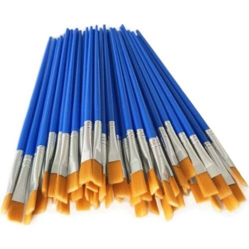 100 Pcs Flat Paint Brushes Set Kids Nylon Hair Acrylic Small Oil Watercolor Artist Painting Kits