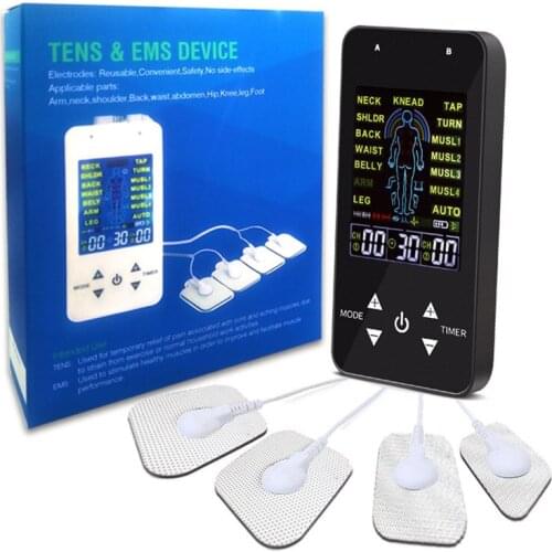 15 Modes 2 Channels Tens EMS Unit Full Body Therapy Pulse Electric Massager Machine Sore Muscle Stimulator Pain Relief Device