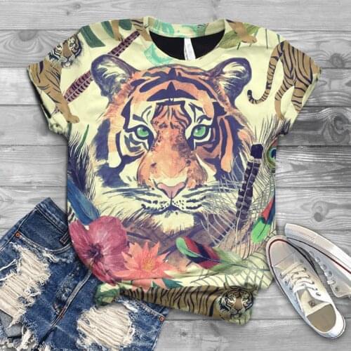 2021 fashion casual mens and womens summer round neck 3D tiger print T-shirt childrens street outdoor comfortable inch shirt