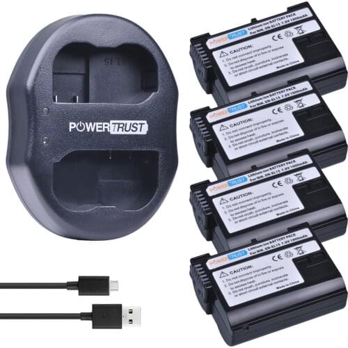 4Pcs 1900mAh EN-EL15 ENEL15 EN EL15 Battery + USB Dual Charger for Nikon D500,D600,D610,D750,D7000,D7100,D7200,D800,D800E,D810