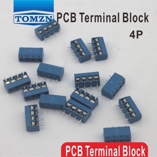 500 pcs 4 Pin Screw blue PCB Terminal Block Connector 5mm Pitch