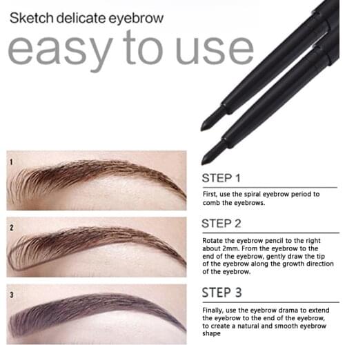 Auto Rotating Eyebrow Pencil Round Tip Design Waterproof Sweat Proof not Easy to Decolorize Eyebrow Pencil for Girls