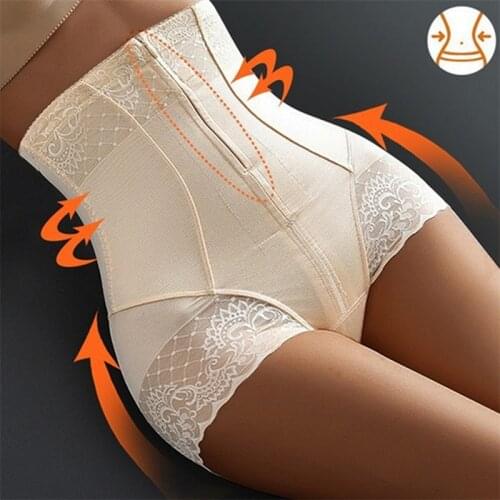 Abdomen Pants Lady Invisible Zipper And Breasted Abdomen Pants Womens Postpartum High-waisted Hip-hip Lace Trousers Non-curling