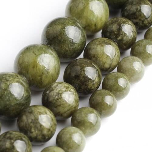 Grass Green Jades Stone Beads Round Spacer Beads For Jewelry Making Natural Stone Beads DIY Bracelet Accessories 6 8 10mm 15"