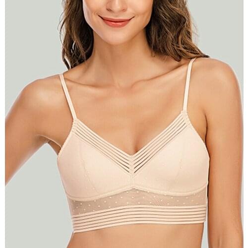 Backless Strapless Bra Push Up Plus Size Women Bralette Wire Free Sexy Lace Thin Dots Mesh Lingerie Brassiere Low Back Underwear