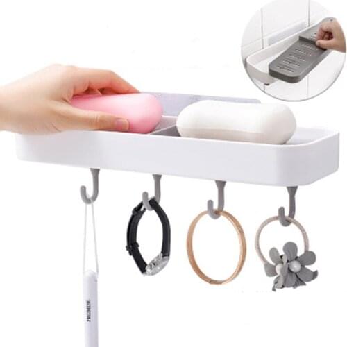 Suction Cup Soap Dish Holder Adhesive Wall Mounted for Bathroom Shower Soap Rack Case Saver Box Storage Organizer with Drainer