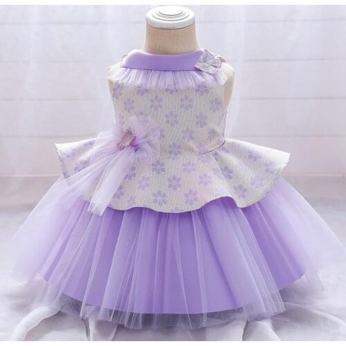 Children Clothing 2021 New Hot-Selling Children 1 Year Old Dress Children Lace Bow Skirt Princess Dress Girls Fluffy Gauze Skirt
