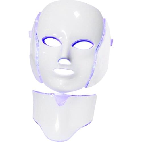 7 Colors Photon Electric LED Facial Mask with Neck Skin Anti Acne Wrinkle Beauty Treatment Salon Home Use, EU Plug