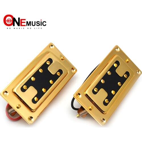 Mini Style Two Line 8 Hole Electric Bass Humbucker Pickup Neck/Bridge Pickup Gold