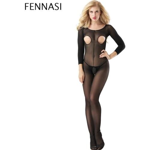 FENNASI Erotic Lingerie Sexy Tearing Style Body Socks Womens Erotic Underwear Female Black Seduction Costume Hollow Clothing