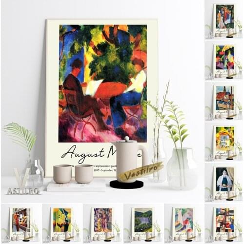 August Macke Expressionism Retro Poster The Hat Shop Art Prints Canvas Painting Four Girls Cubism Vintage Wall Picture Decor