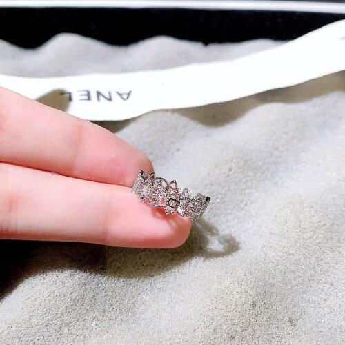 Classic New Hollow Geometric Zircon Ring Opening Adjustable Womens Ring Geometric Flower Bridal Party Jewelry Ring