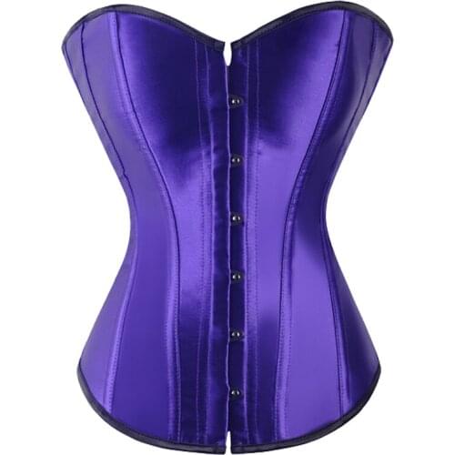 Steampunk Corset Pure Gothic Women Satin Sexy Bustier Lace up Boned Corset Overbust Lingerie Top Brocade Plus Size Shapewear