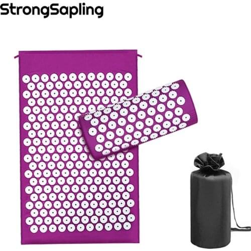 Massage Cushion Yoga Acupressure Mat and Pillow Set Back Body Foot Massage Relaxation Stress Relief Yoga Massager Cushion Shiats