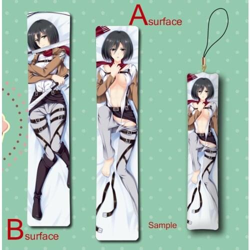 Attack on Titan Mikasa Mikasa Ackerman Cute Anime Mini Dakimakura Keychain Pillow Hanging Ornament Phone Strap Gift