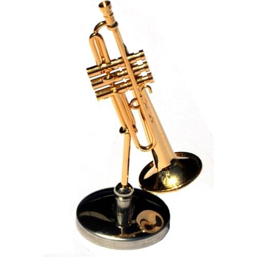 MoonEmbassy Trumpet Model Mini Musical Instrument Miniature Desk Decor Display