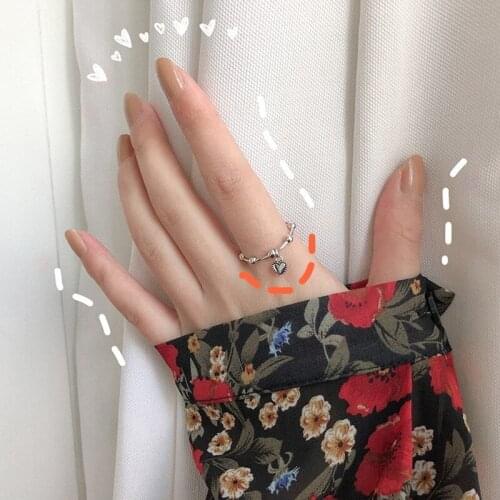 Fashion Gothic Silver Color Heart-shape Ring Popular Women Personality Adjustable Opening Ring Wedding Jewelry