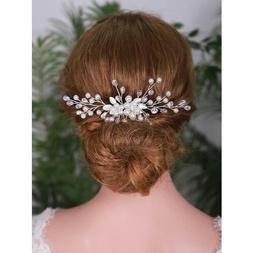 Fashion Bridal Hair Clips Crystal Pearl Haircomb Tiara Wedding Headpieces Elegant Women Accessories For Bride