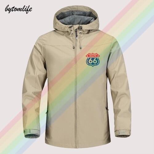 2021 Hot Sale Route 66 Red Bule Logo Autumn Winter Sailing Hiking Outdoor Hooded Windproof Jacket Men Top Quality Soft