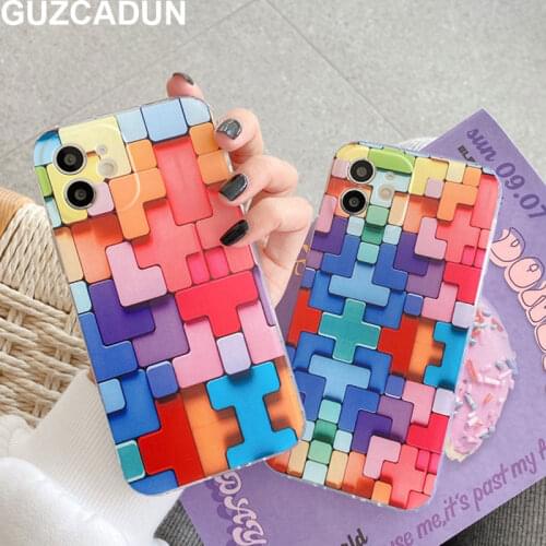 Color Blocks Pattern Phone Cases for Iphone 7 8 Plus 11 12 Pro Max 12 Mini Xr Xs Max X SE 2020 Soft TPU Shockproof Cover Fundas