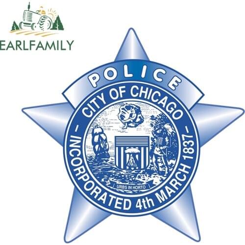 EARLFAMILY 13cm x 12.4cm for Police City of Chicago Decal Window Trunk Personality DIY Waterproof Windshield Car Stickers