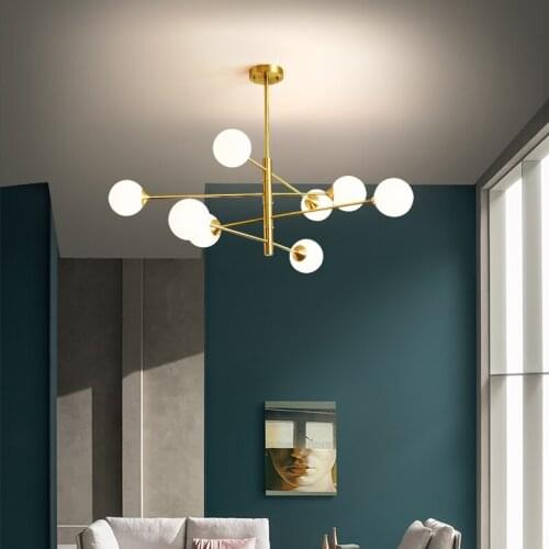 Nordic molecular chandelier Lighting Modern metal chandelier Lamp For Living Room/Bedroom Decor glass lampshade