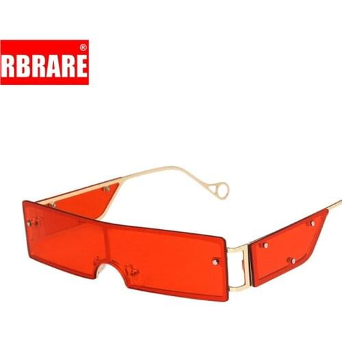 RBRARE Square Sunglasses Women Metal Rimless Sun Glasses Women Luxury Brand Designer Sunglasses for Women Red Gafas De Sol Mujer
