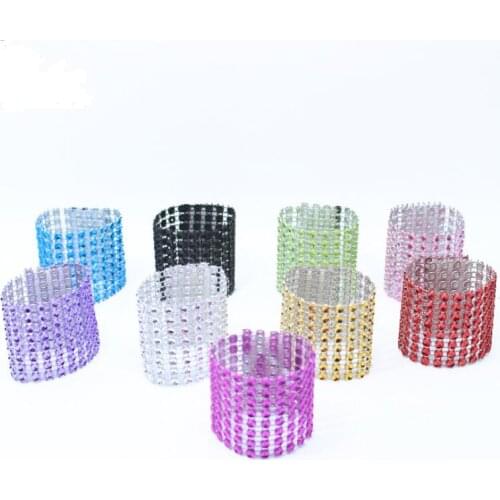 Hollow 8 Row Net Diamond Napkin Buckle Reusable Fasteners Rhinestone Napkin Rings Wedding Festival Supplies LX9301