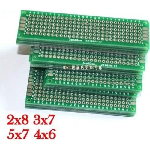 Dropshipping!! 20pcs 5x7 4x6 3x7 2x8 cm double Side Copper prototype pcb Universal Board for Ardui