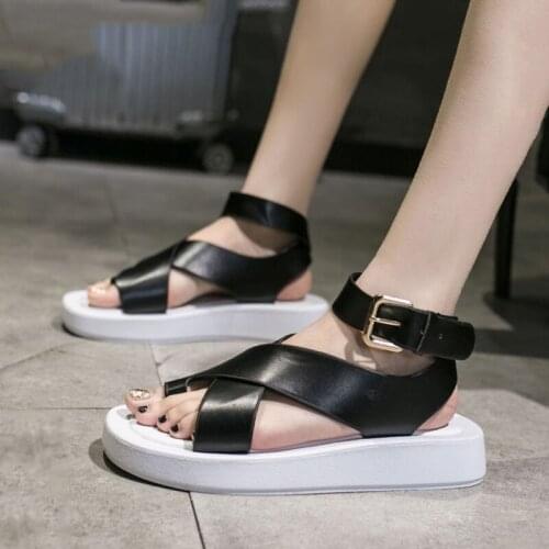 Summer Sandals Women Gladiator Buckle Strap Casual Shoes Woman Vintage Ladies Flats Sandals Fashion Flip Flops Sandalias Female