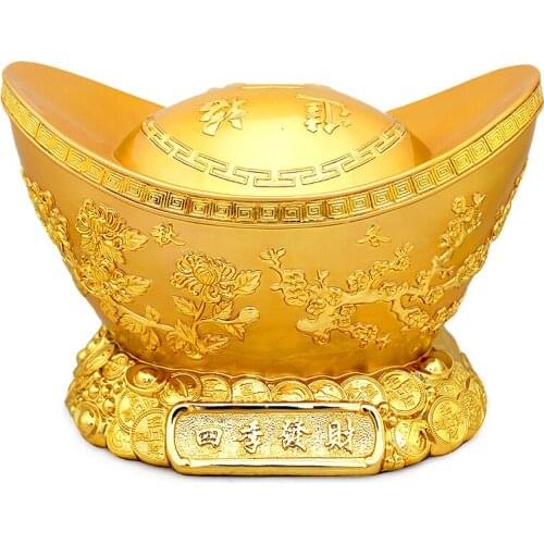 Lucky gold ingot piggy bank ingot Feng shui handicraft preopening Large crafts gift Home decoration