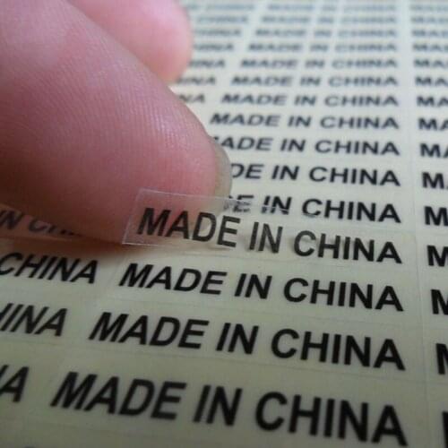 Free Shipping Country of Origin Label 1000PCS 6X28mm Transparent MADE IN CHINA Stickers