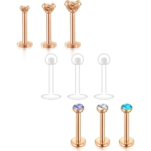 Forward Helix Earring 16G 6mm 8mm Tragus Cartilage Earring Stud Internally Threaded Body Piercing Jewelry