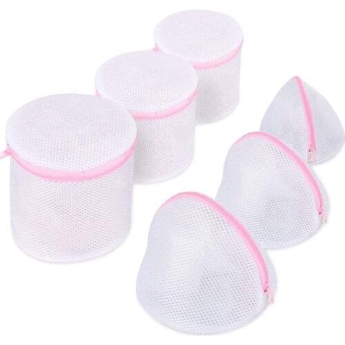 Mesh Laundry Bag with Zips Handle Small Triangle-Shape x 3 Cylinder x 3 Laundry Net Fine Lingerie Wash Bags 6