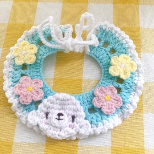 Pet cats and dogs accessories handmade woolen knitted cat collars cute cartoon cat collars