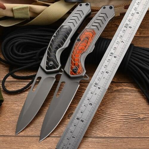8.78'' Folding Knife Outdoor Survival Tactical Pocket Knife 440C Steel Blade Wood Handle Camping Hunting Knives EDC Fishing Tool
