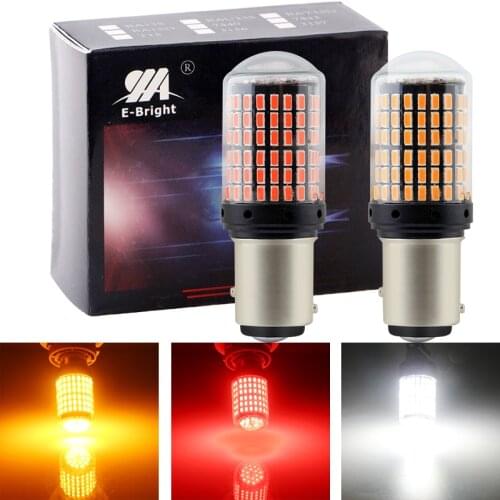 YM E-Bright 2PCS 1157 BAY15D P21/5W Nonpolarity LED Canbus 3014 144 SMD NO ERROR Hyperflash Car Brake Lights 12V Amber White Red