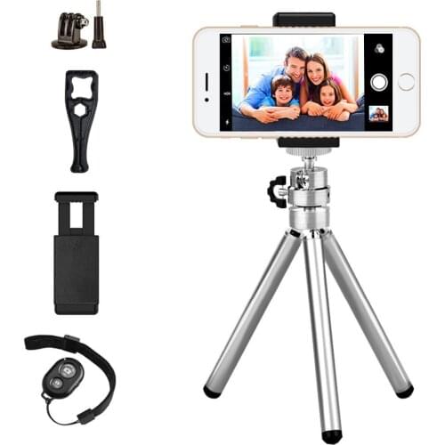 Universal Adjustable Tripod Gopro Tripod Stand, Lightweight Adjustable Camera Stand Phone Tripod Holder with Bluetooth Remote