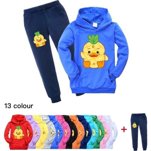 2021Spring Boys Girls Outfits Children Clothing Toddler Leisure Hoodie Pants 2pcs Set Kids Jogging Baby Funny Casual Sports Suit