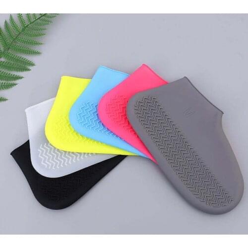 2Pcs/Pair Waterproof Non-Slip Shoe Cover Silicone Material Unisex Shoes Protectors Rain Boots Reusable Shoes Accessories