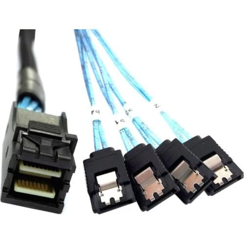 Xiwai Internal Mini SAS SFF-8643 host to 4 SATA 7pin hard disk fanout 6Gbps data Server Raid Cable 50cm