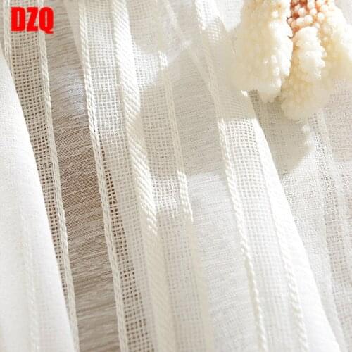 Jacquard Ready-made Curtains for Living Room Kitchen White Tulle Curtains for Bedroom American Style Cotton Linen Window Tende