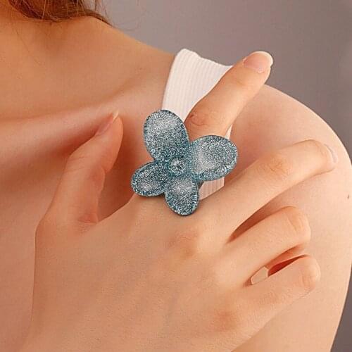 1PC Korean Butterfly Rings for Women Color Sequins Acrylic Cute Finger Rings Party Jewelry Gifts