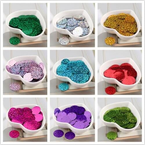 20mm/90Pcs/Lot Laser Sequin Hologram Large Round Sequins PVC Paillettes DIY Sewing Wedding Craft Garment Lentejuelas Accessories