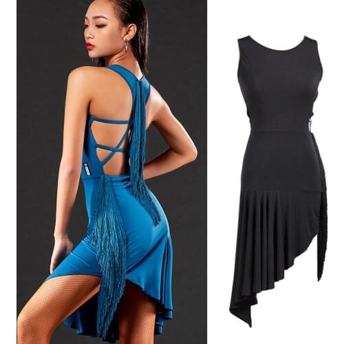 2021 Latin Dance Practice Dress Female High-End Professional Dabce Clothing Sexy Tassel Backless Ballroom Latino Dresses DWY1599
