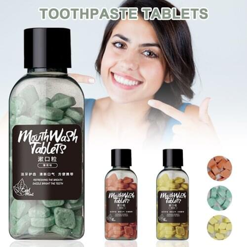 3 Tastes Teeth Whitening Toothpaste Tablets Scented Fresh Breath Lightweight And Compact Chewable Mouthwash Tablets 60 Counts