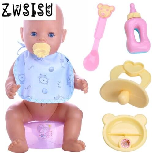 Doll accessories, five pieces of tableware, suitable for 43cm baby dolls, 18-inch American dolls, childrens birthday gifts