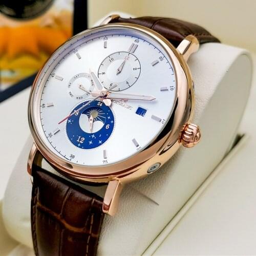 AOKULASIC Men's Watch With Leather Strap