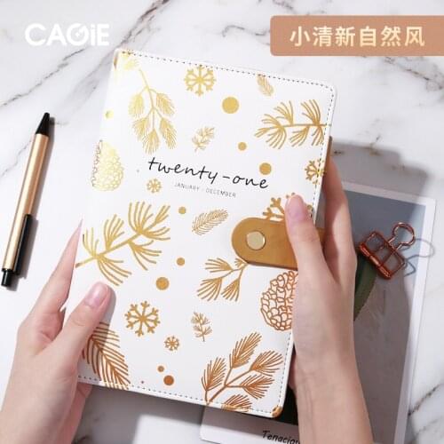 Fashion Gold White Agenda 2020 2021 Diary Notebook A5 Schedule Weekly Monthly Planner Journal Notepad School Office Stationery